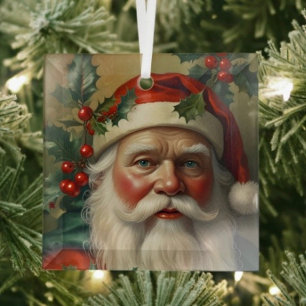 Santa mit Mistelzweig Ornament Aus Glas