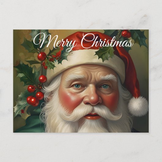 Santa mit Mistletoe Feiertagspostkarte (Vorderseite)