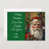 Santa mit Mistletoe Feiertagspostkarte (Vorne/Hinten)