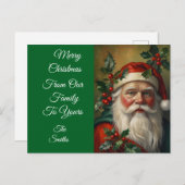 Santa mit Mistletoe Feiertagspostkarte (Vorne/Hinten)