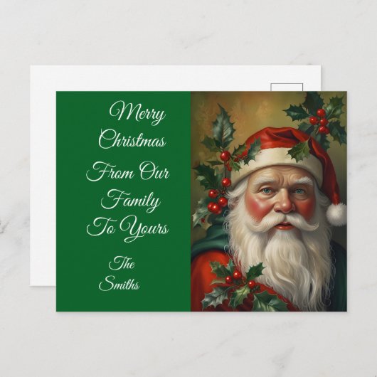 Santa mit Mistletoe Feiertagspostkarte (Vorne/Hinten)