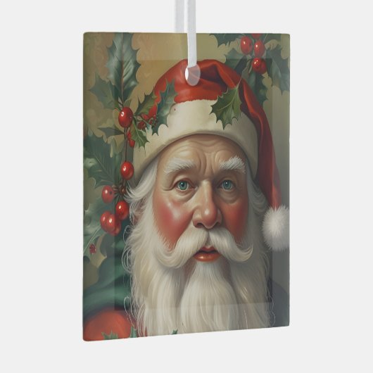 Santa mit Mistletoe Ornament Aus Glas (Vorderseite Rechts)