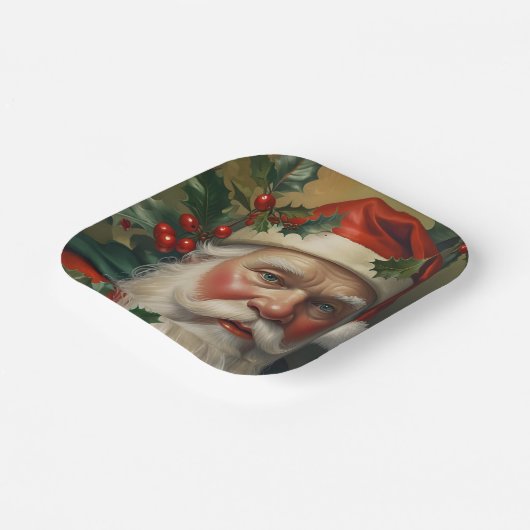 Santa mit Mistletoe Pappteller (Gewinkelt)