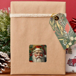 Santa mit Mistletoe Quadratischer Aufkleber