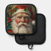 Santa mit Mistletoe Topflappen (Vorderseite/Rückseite)