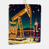 Santa mit Ölpumpe Jack mit Weihnachtsbeleuchtung Keramikornament (Rechts)