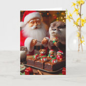 Santa mit Otters und Weihnachts-Süßigkeiten Karte (Gelbe Blume)