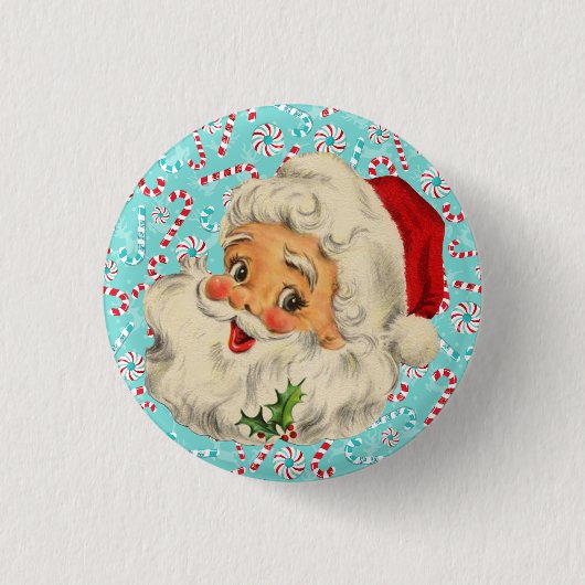 Santa mit Pfefferminzen Button (Vorderseite)