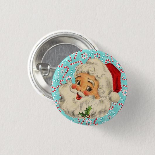 Santa mit Pfefferminzen Button (Vorne & Hinten)