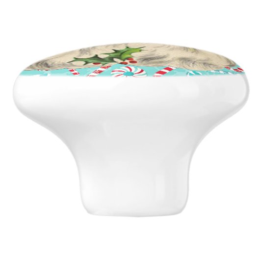 Santa mit Pfefferminzen Keramikknauf (Seitenansicht)