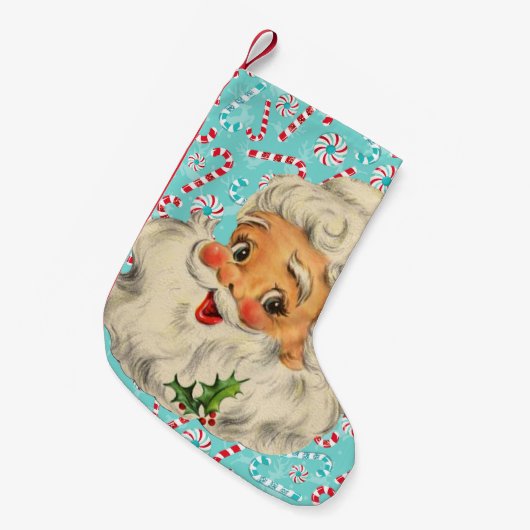 Santa mit Pfefferminzen Kleiner Weihnachtsstrumpf (Vorderansicht (hängend))