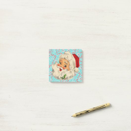 Santa mit Pfefferminzen Post-it Klebezettel (Auf Schreibtisch)