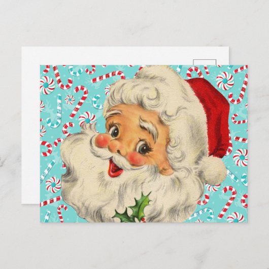 Santa mit Pfefferminzen Postkarte (Vorne/Hinten)