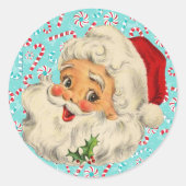 Santa mit Pfefferminzen Runder Aufkleber (Vorderseite)