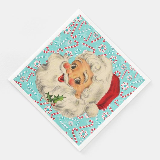 Santa mit Pfefferminzen Serviette (Ecke)