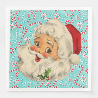Santa mit Pfefferminzen Serviette