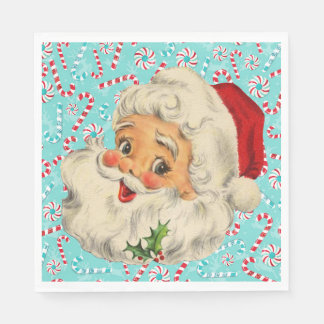 Santa mit Pfefferminzen Serviette