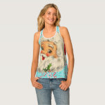 Santa mit Pfefferminzen Tanktop<br><div class="desc">Vintages Santa-Design eines Jolly-Weihnachtsmanns vor türkisfarbenem Hintergrund mit Pfefferminzen und Bonbons.</div>