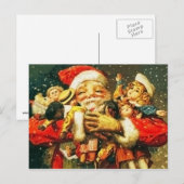 Santa mit Puppen Feiertagspostkarte (Vorne/Hinten)