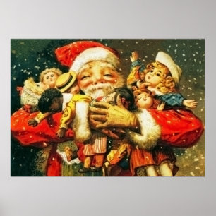 Santa mit Puppen Poster