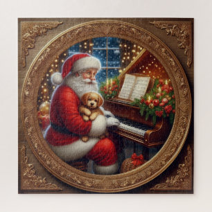 Santa mit Puppie am Piano Puzzle