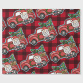 Santa mit Red Truck Weihnachten Geschenkpapier (Flach)