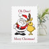 Santa mit Rehflachkarte Feiertagskarte (Stehend Vorderseite)