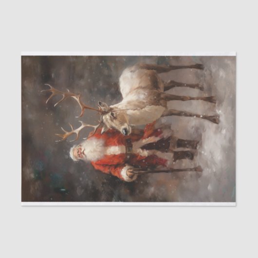 Santa mit Rentier 1 Dekoupage Paper Seidenpapier (Vorderseite)