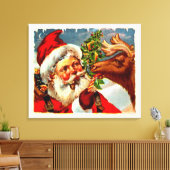 Santa mit Rentier Leinwanddruck (Insitu (Wohnzimmer))