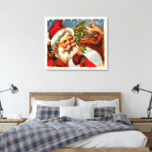 Santa mit Rentier Leinwanddruck (Insitu (Schlafzimmer))