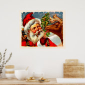 Santa mit Rentier Poster (Küche)
