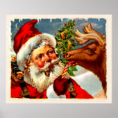Santa mit Rentier Poster (Vorne)