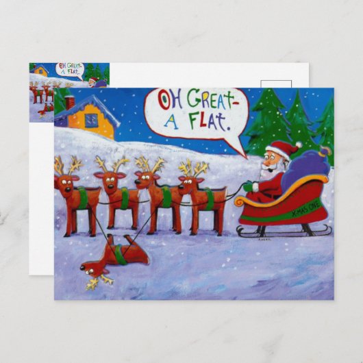 Santa mit Rentier Postkarte (Vorne/Hinten)