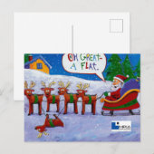 Santa mit Rentier Postkarte (Vorne/Hinten)
