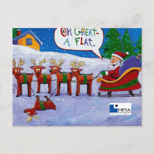 Santa mit Rentier Postkarte (Vorderseite)