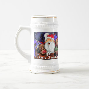 Santa mit Rentieren Funny Christmas Beer Stein Bierglas