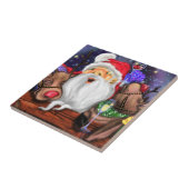 Santa mit Rentieren Funny Christmas Keramik Tile Fliese (Seite)