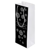 Santa mit Sack auf dem Dach Schwarz-Weiß-Zeitung Geschenktüte Für Weinflaschen (Rückseite Schrägansicht)