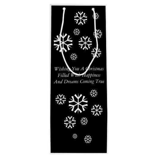 Santa mit Sack auf dem Dach Schwarz-Weiß-Zeitung Geschenktüte Für Weinflaschen (Rückseite)