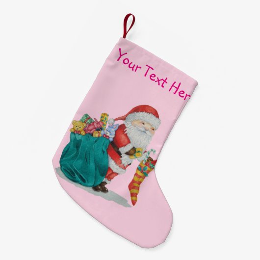 Santa mit Sack gefüllt mit Leckereien für Weihnach Kleiner Weihnachtsstrumpf (Vorderansicht (hängend))