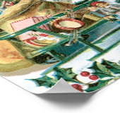 Santa mit Schlitten und Geschenke für Kinder Poster (Ecke)