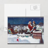 Santa mit Schlitten voller Bücher, Frohe Weihnacht Postkarte (Vorne/Hinten)