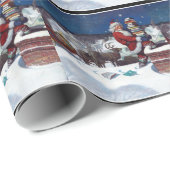 Santa mit Schlitten voller Bücher Geschenkpapier (Rolleneckpunkt)