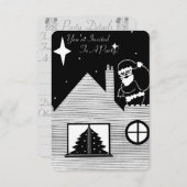 Santa mit schwarz-weißem Sack-Party Einladung (Vorne/Hinten)