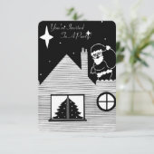 Santa mit schwarz-weißem Sack-Party Einladung (Stehend Vorderseite)