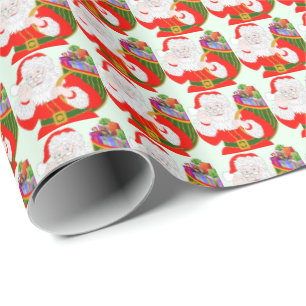 Santa mit seinem Beutel-Wrapping Paper Geschenkpapier