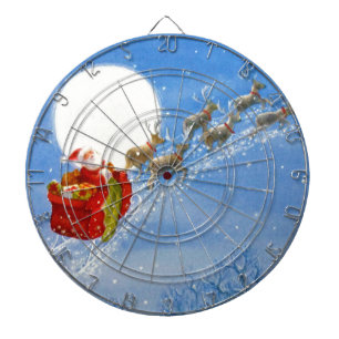 Santa mit seinem fliegenden Rentier Dartscheibe