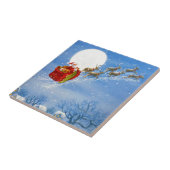 Santa mit seinem fliegenden Rentier Fliese (Seite)
