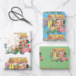 Santa mit Shave-Eisschmele Kalikimaka Geschenkpapier Set