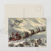 Santa mit Sleigh Feiertagspostkarte (Vorne/Hinten)
